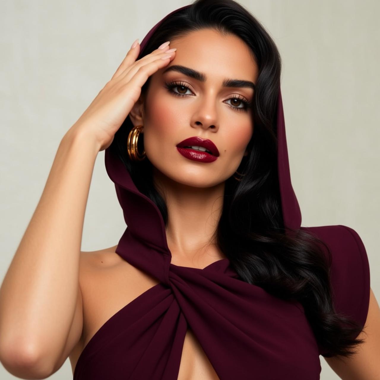 Makeup Captured Close-up Head-and-shoulders Her Body Angled