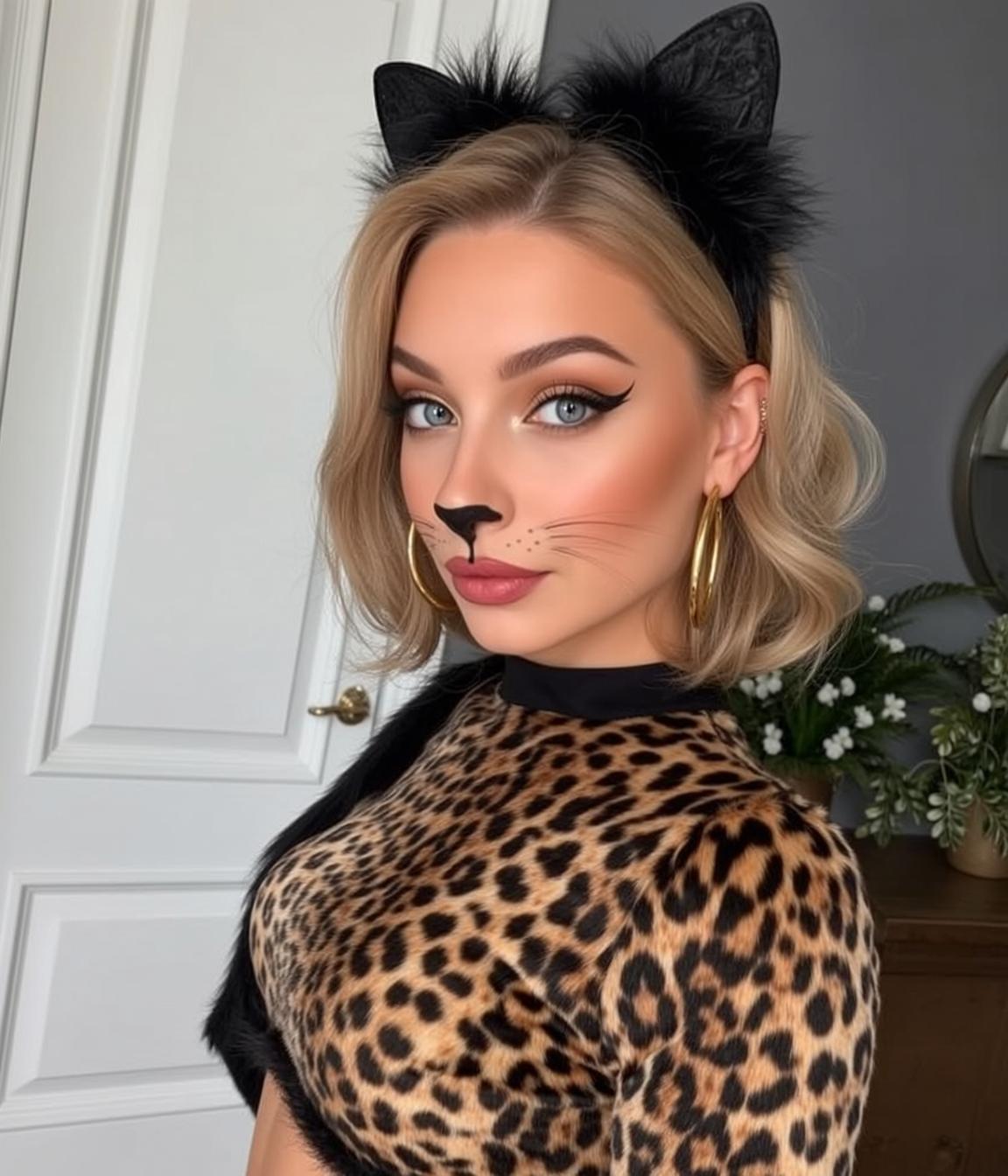 Cat Ears Leopard Top Portrait
