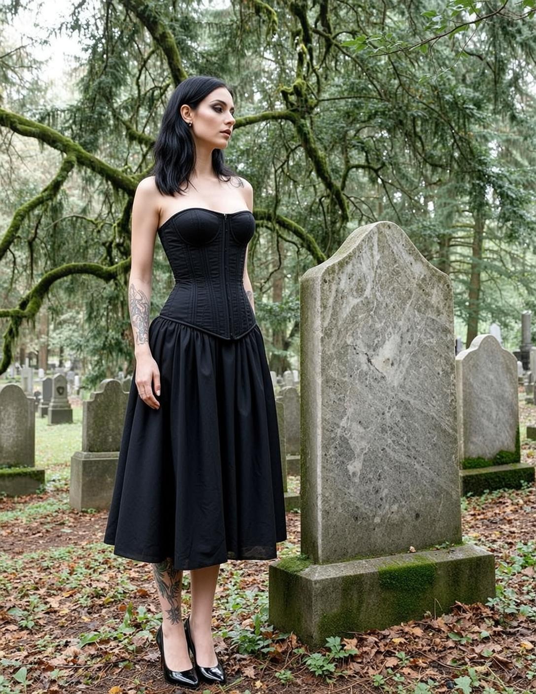 Black Corset Cemetery Portrait