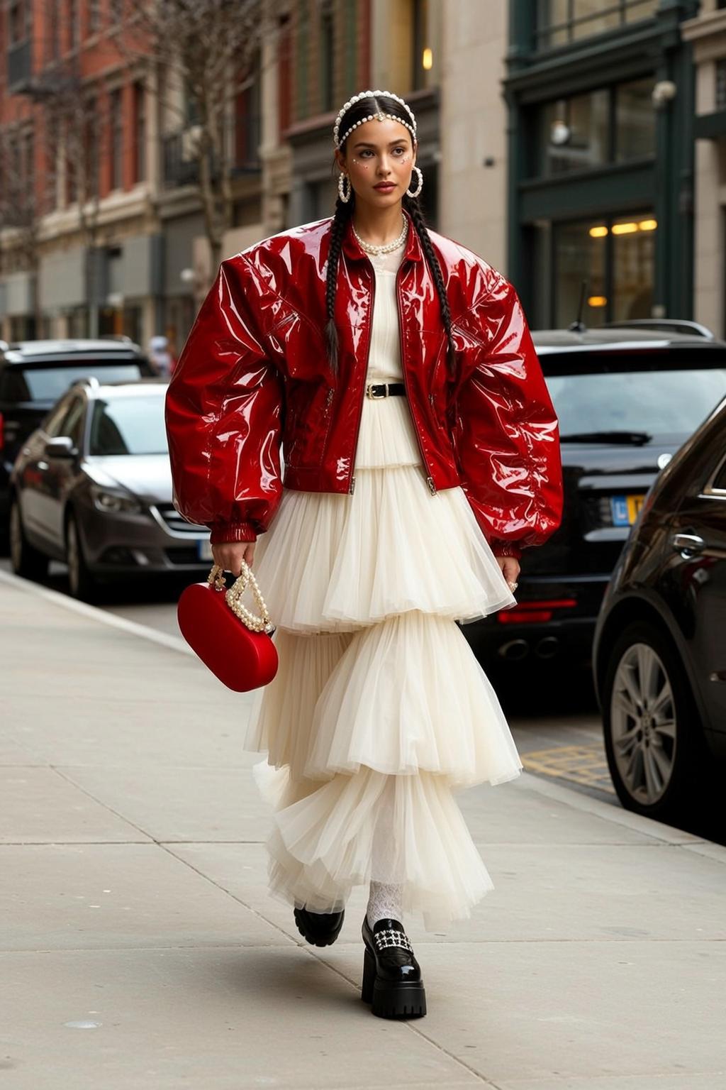 Fashion Week Young Dark Braided Pigtails Light