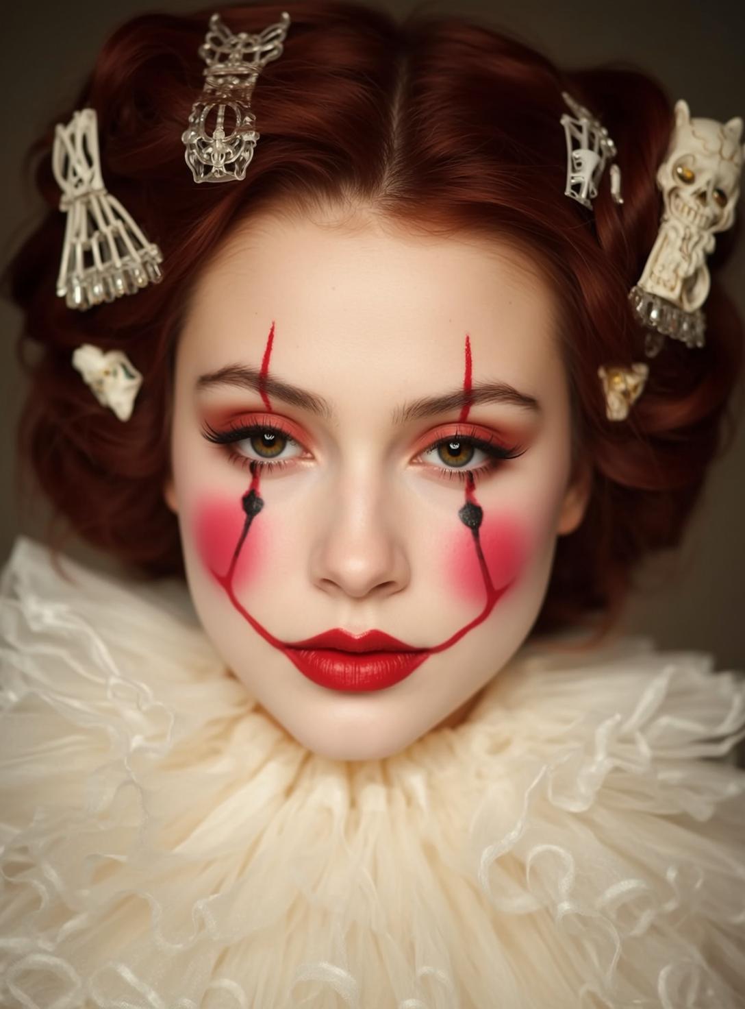 Halloween Makeup Young Red Styled Curls Fair