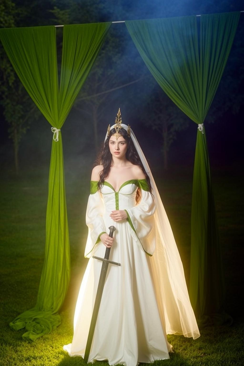 Fairycore Young Long Dark Wavy Fair Off-the-shoulder