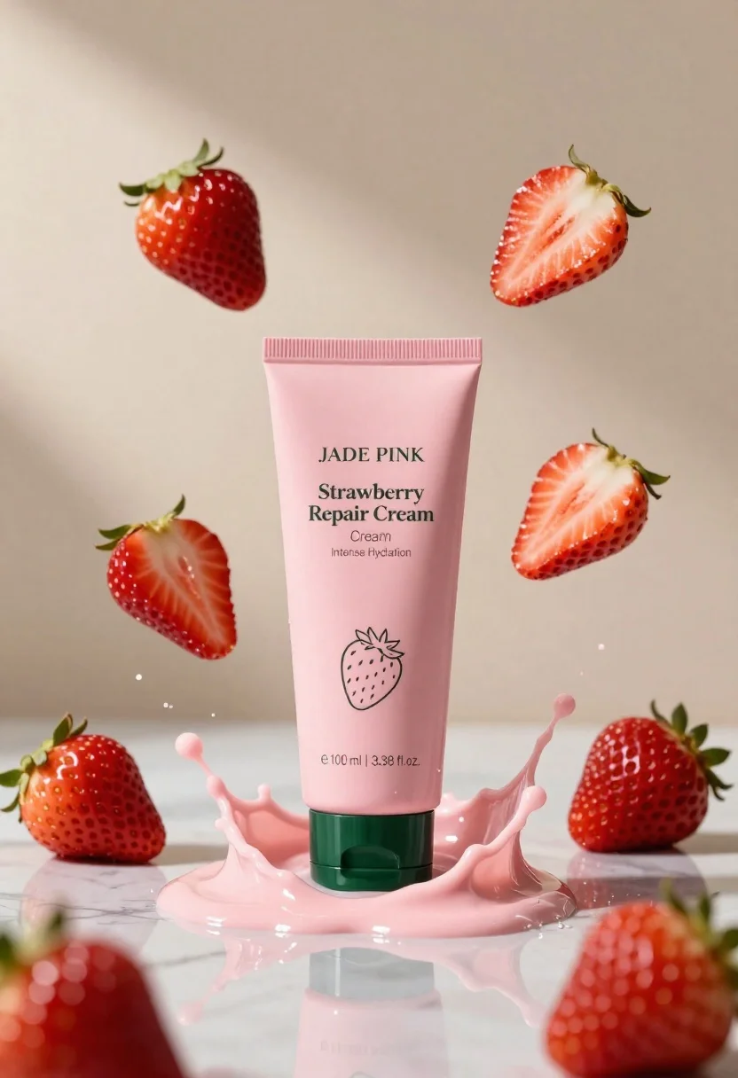 High-end Cosmetic Product Shot Featuring Pink Tube Jade Pink Strawberry
