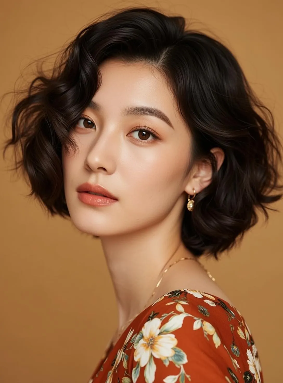 East Asian Woman Floral Dress Studio