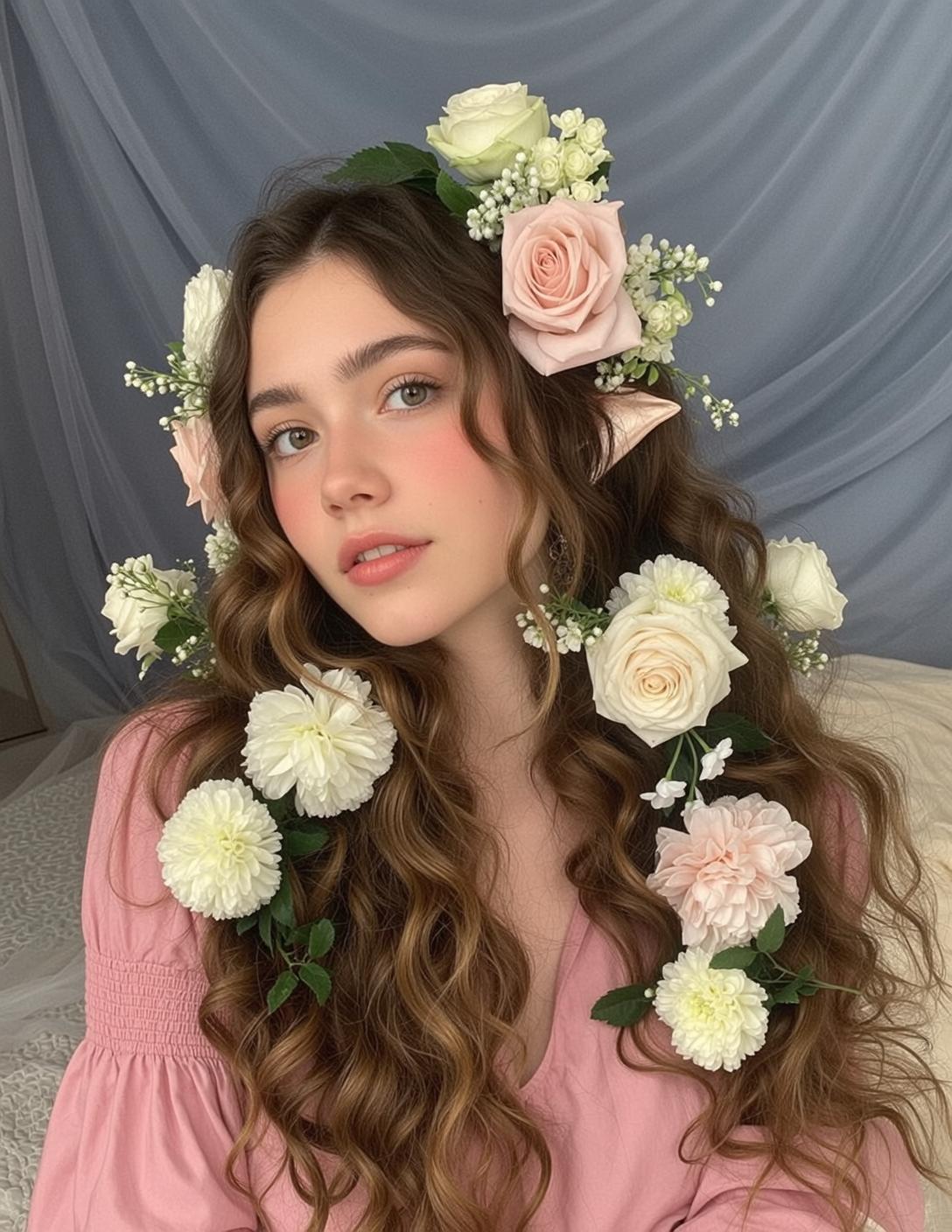 Pink Ruffled Blouse Flower Crown