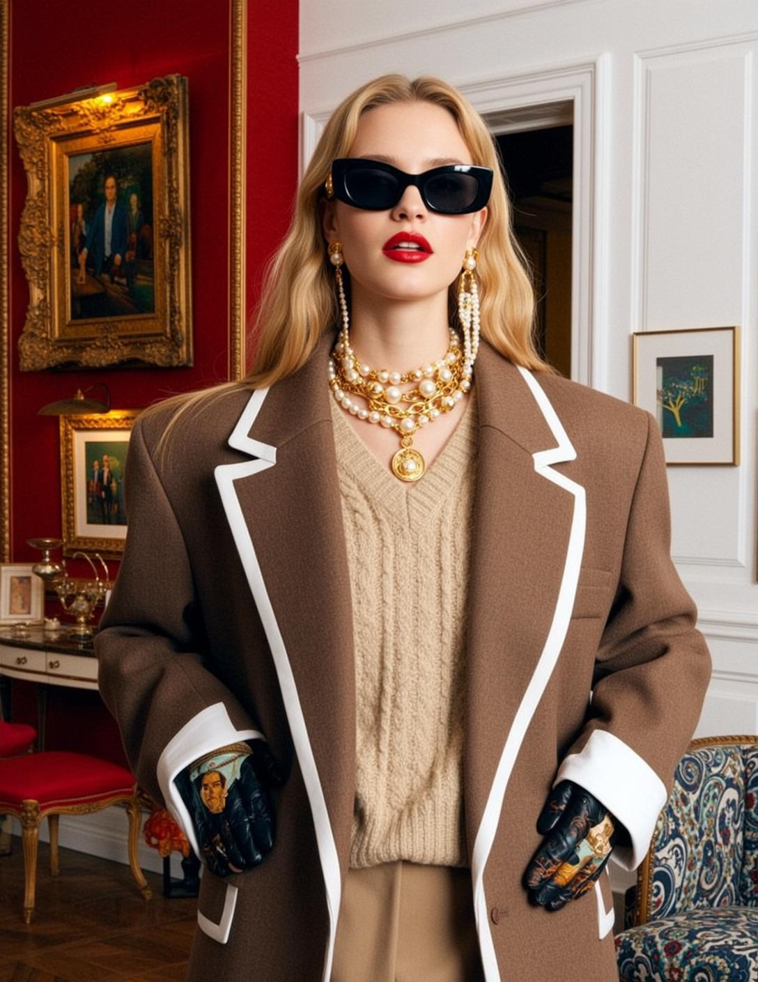 Tweed Blazer Pearl Necklace Portrait