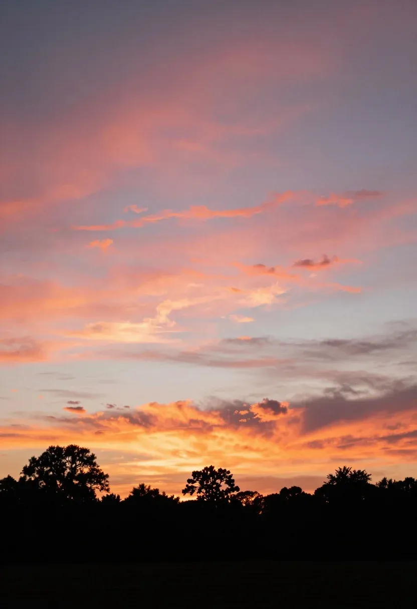Dramatic Sunset Sky Filled With Vibrant Pink And Orange Clouds