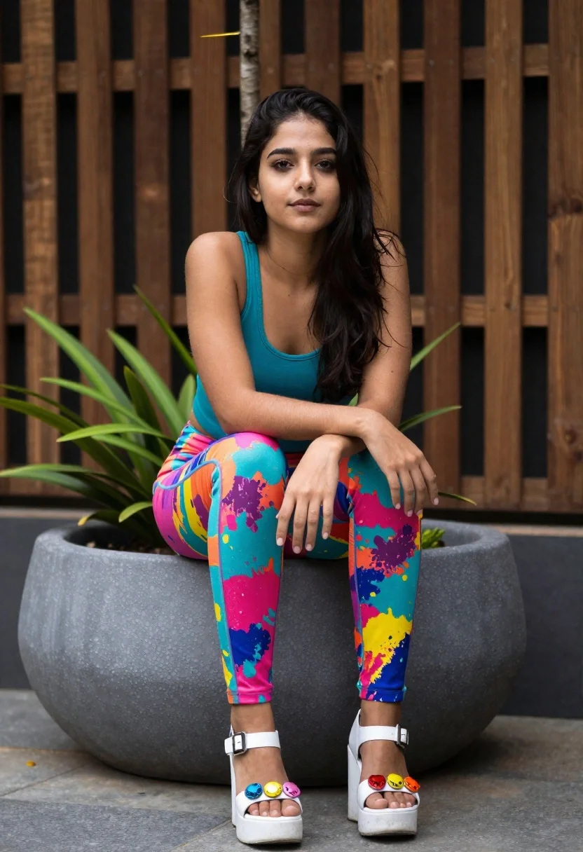 Young Woman With Long Dark Hair Sits Casually Large Grey reference photo