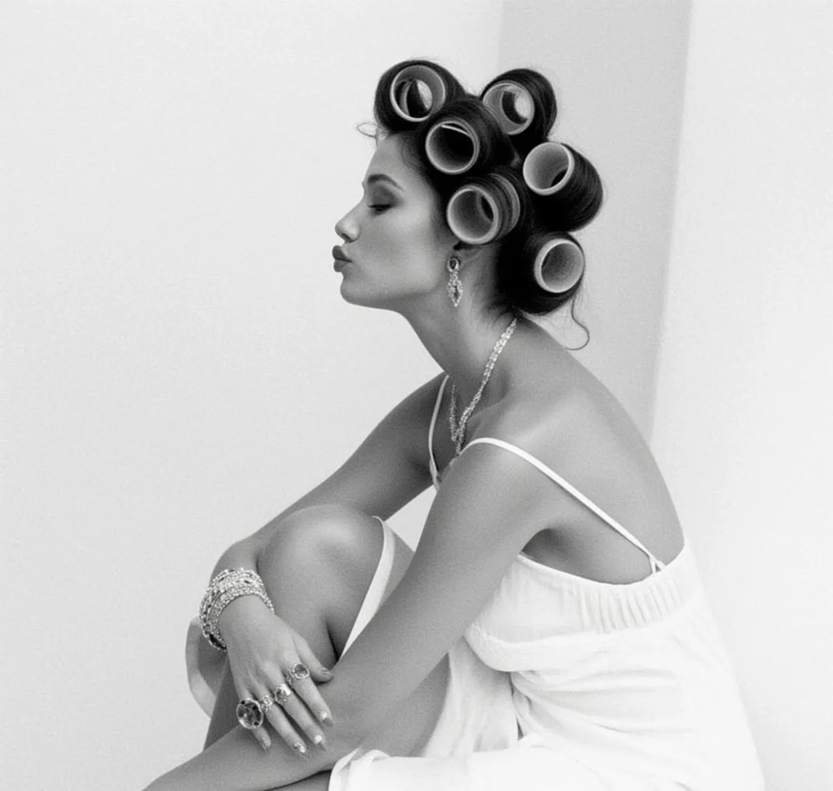 Earrings Necklace Bracelets And Rings In Fashion Portrait