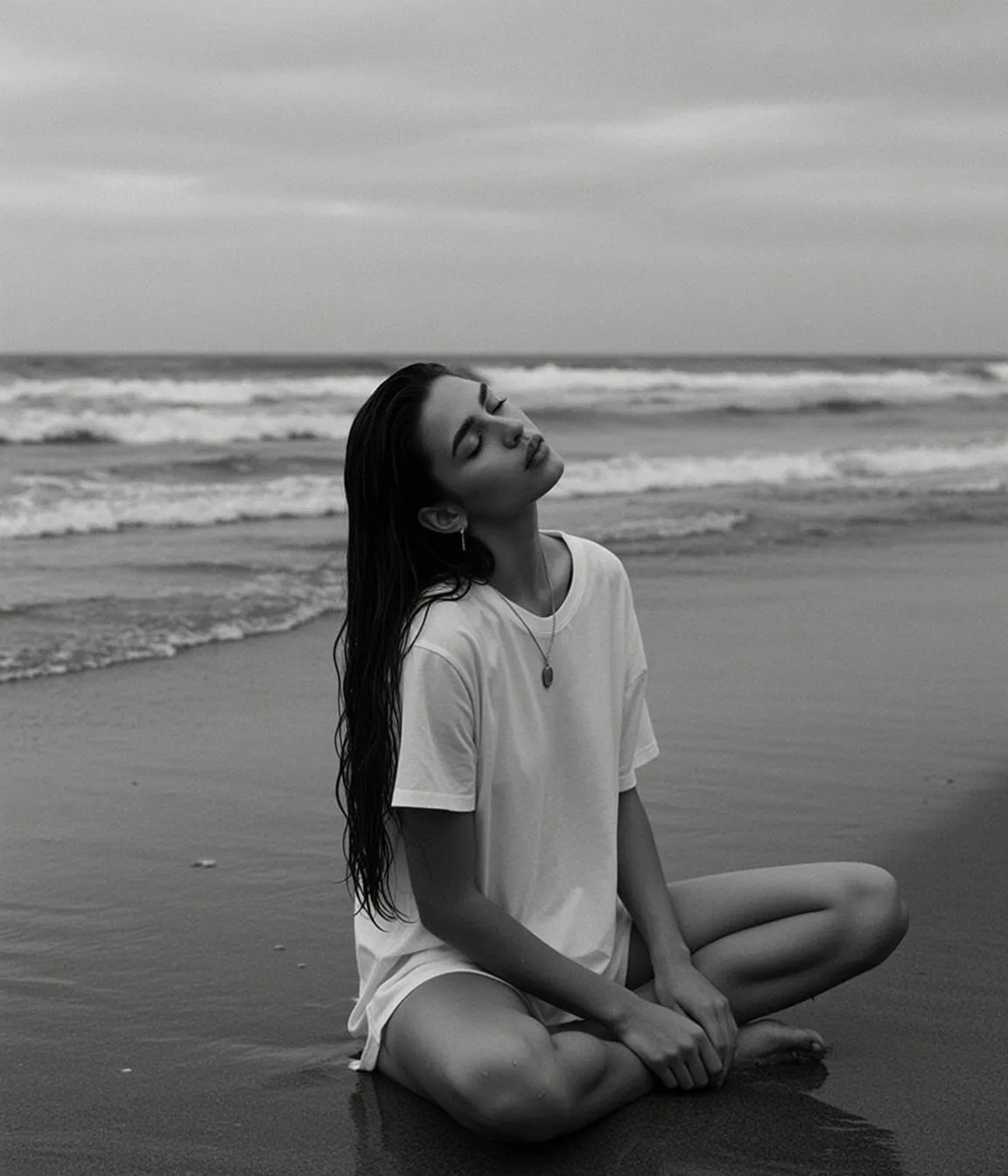 Earrings And Necklace In Beach Portrait