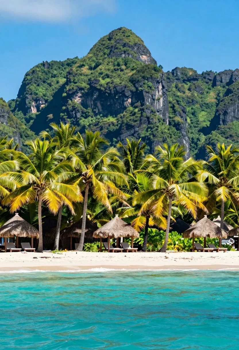Breathtaking Tropical Beach Scene Featuring Pristine White Sand Shoreline Meeting