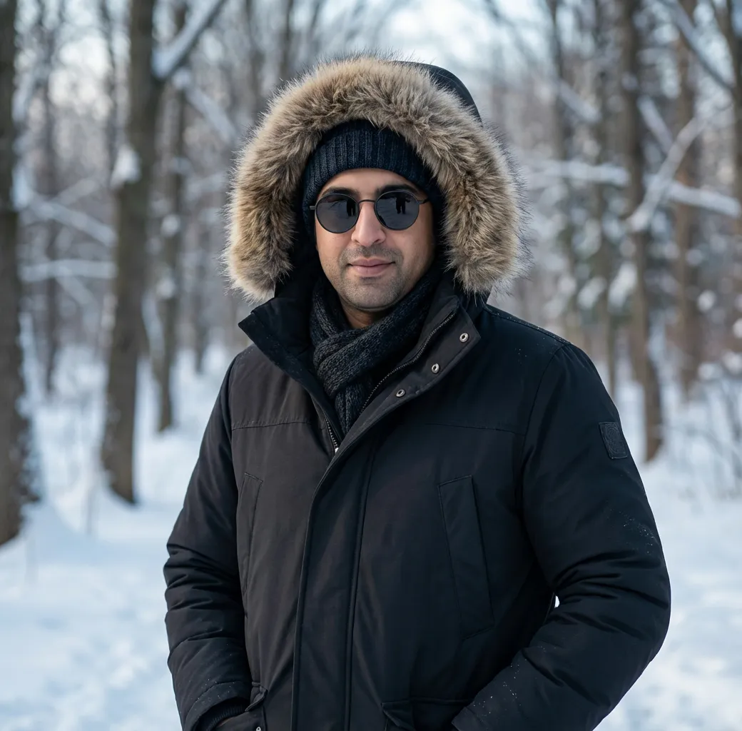Round Sunglasses In A Quiet Winter Portrait