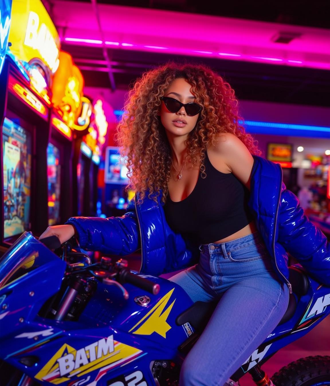 Explore Seated Blue Motorcycle Her Body Angled