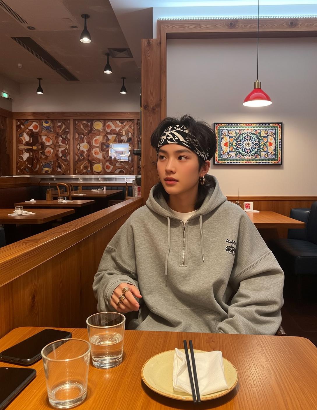 Explore Seated Wooden Table Restaurant Looking Her