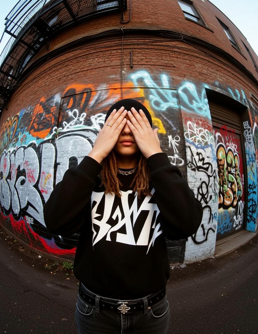 Dreadlocks Black Sweatshirt Hand Cover