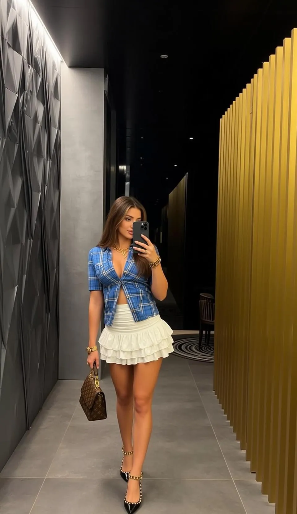 Necklace Bracelets Rings And Wristwatch In Mirror Selfie