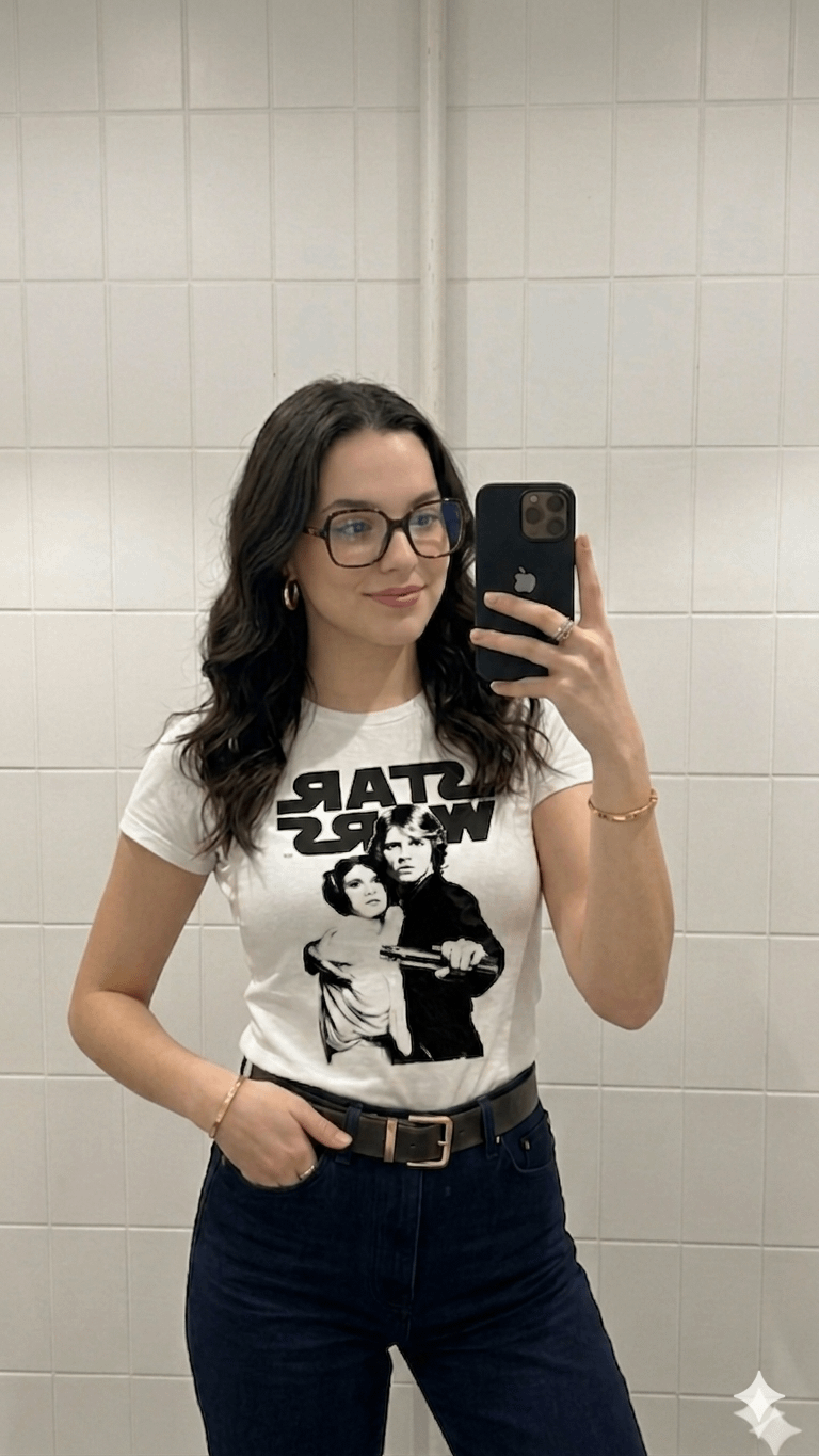 Bathroom Mirror Selfie White T Shirt Star Wars Graphic