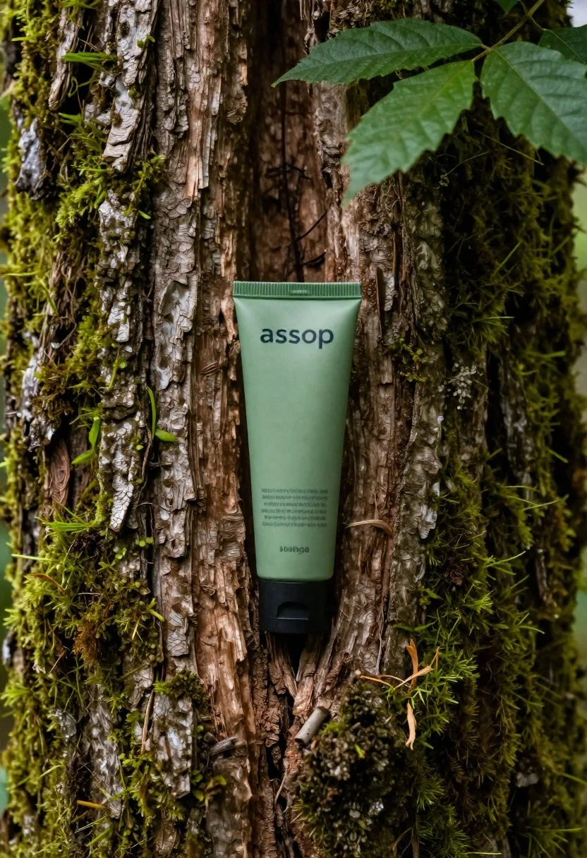 Vertical Product Shot Green Cosmetic Tube Nestled Inside The Crevice reference photo