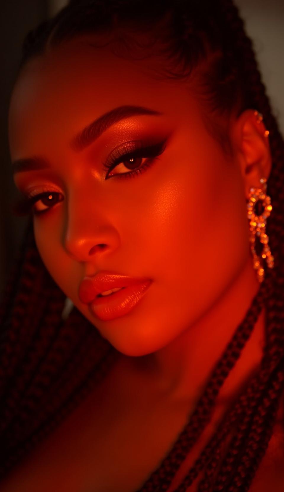 Red Lighting Glam Studio Portrait