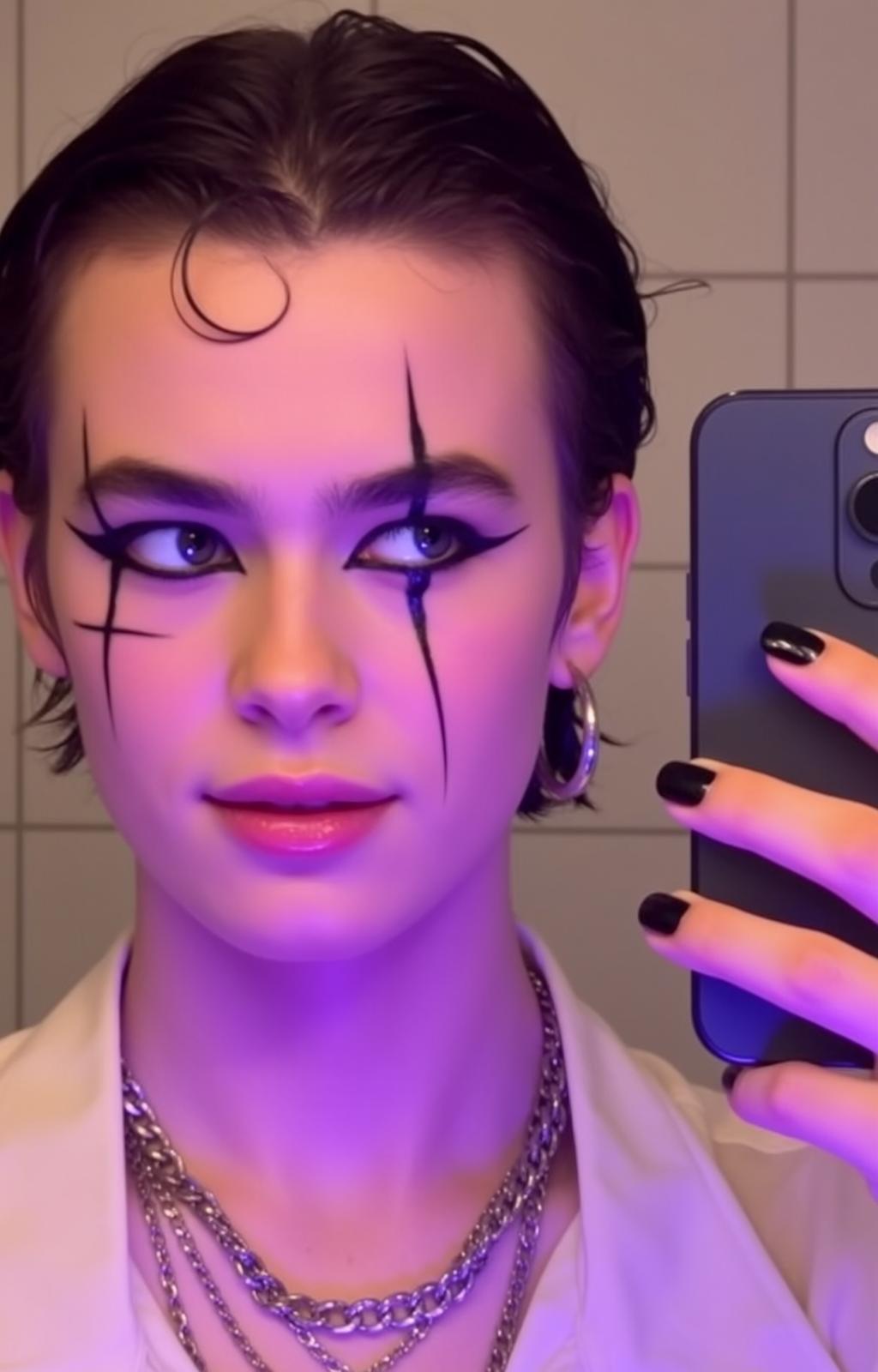Purple Bathroom Selfie Makeup
