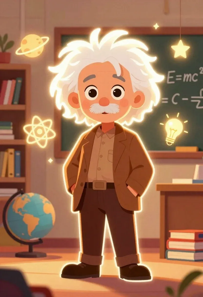 Glowing Cartoon Illustration Young Man With Wild White Hair And