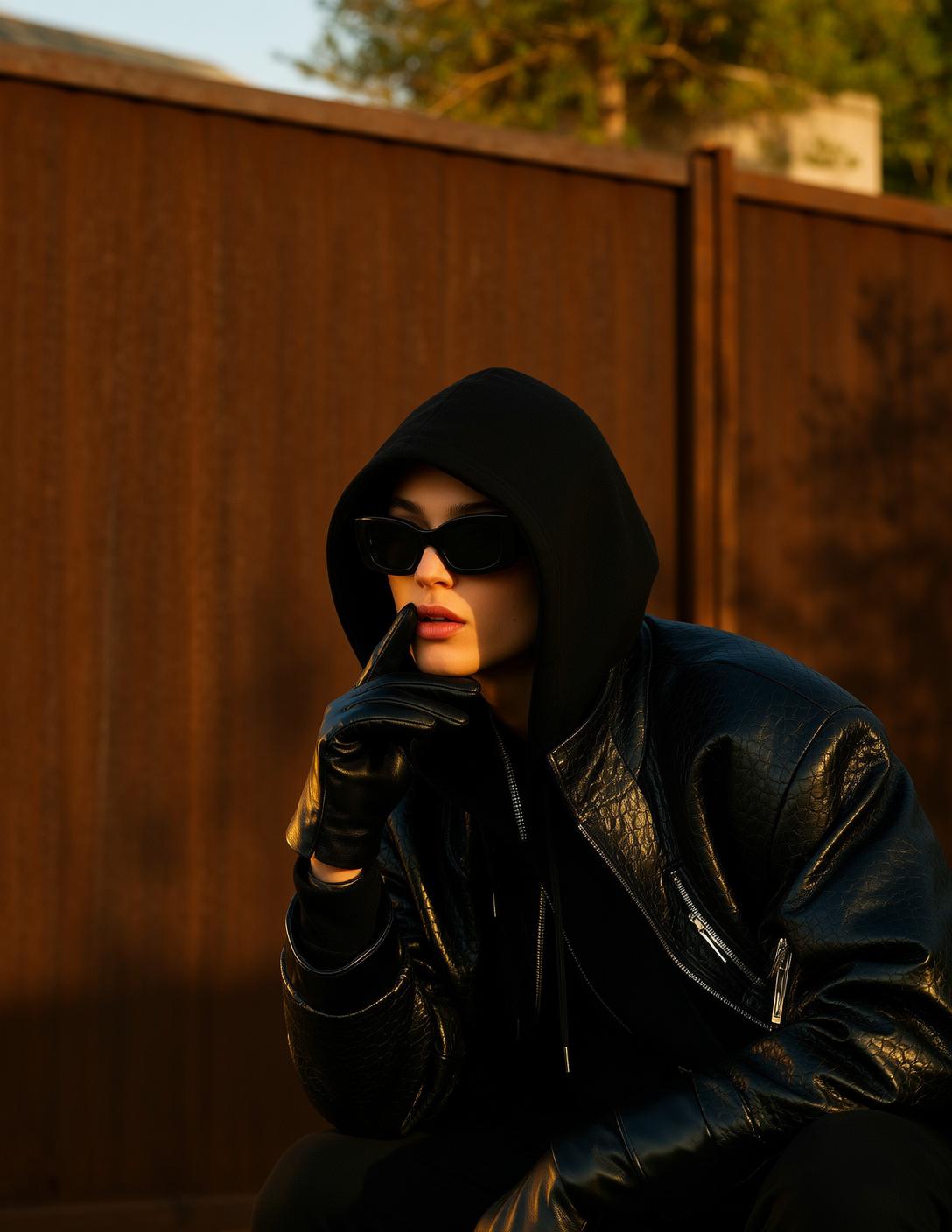 Black Croc Jacket Gloves