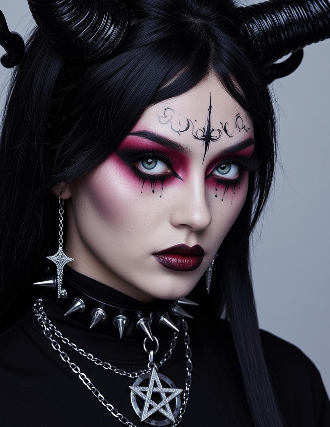 Halloween Makeup Young Demon-like Long Straight Black