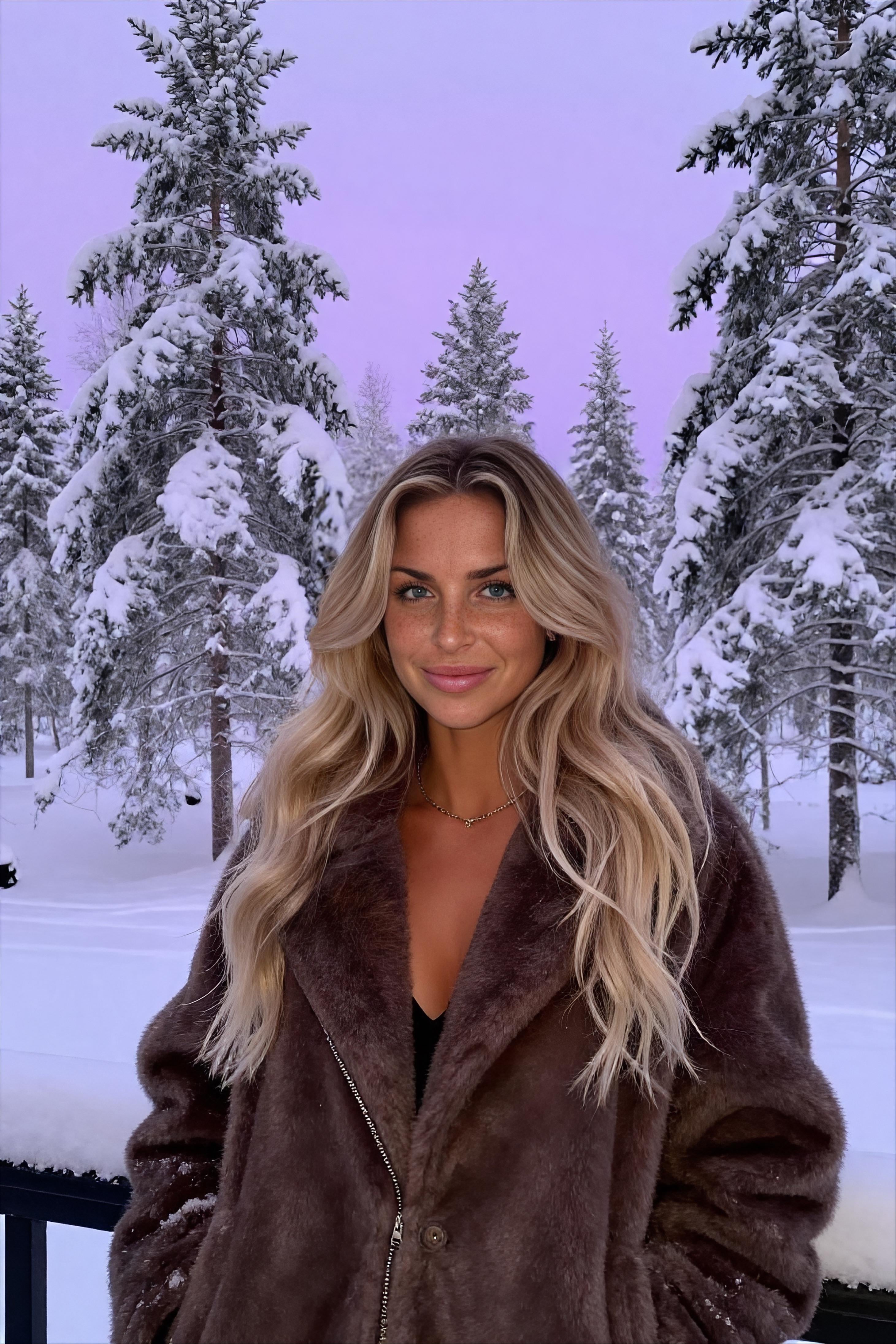 Snowy Winter Forest Portrait Soft Blue Hour Lighting