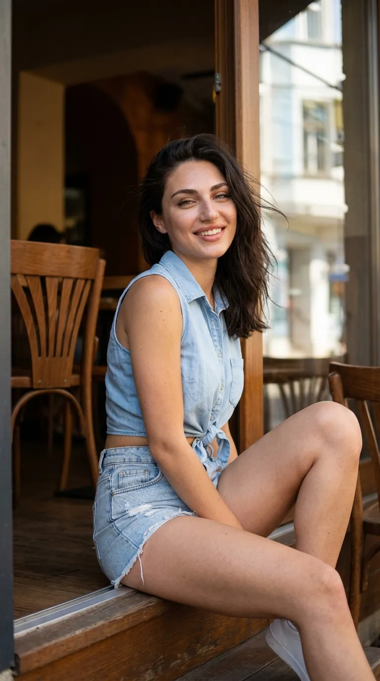 Relaxed Neighborhood Cafe Doorway Candid
