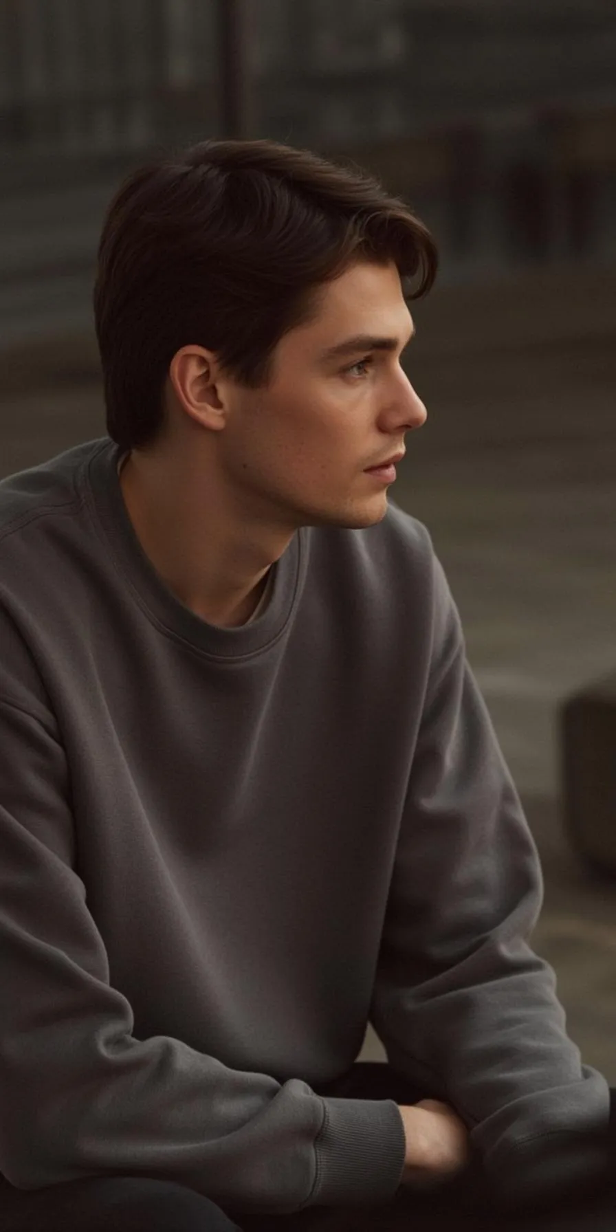Man In Grey Sweatshirt Profile View