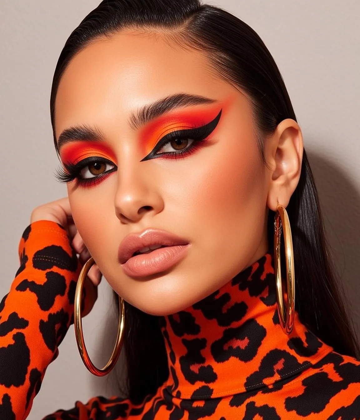 Makeup Photorealistic Young Dark Slicked-back Hair Her