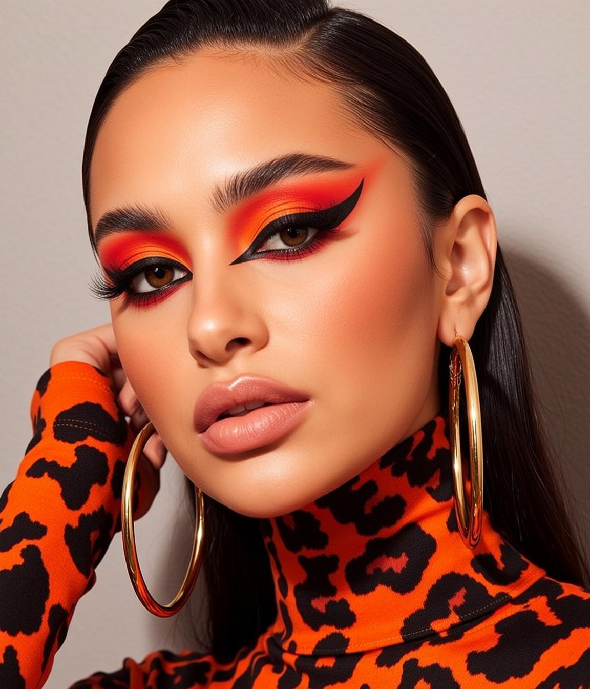 Makeup Photorealistic Young Dark Slicked-back Hair Her