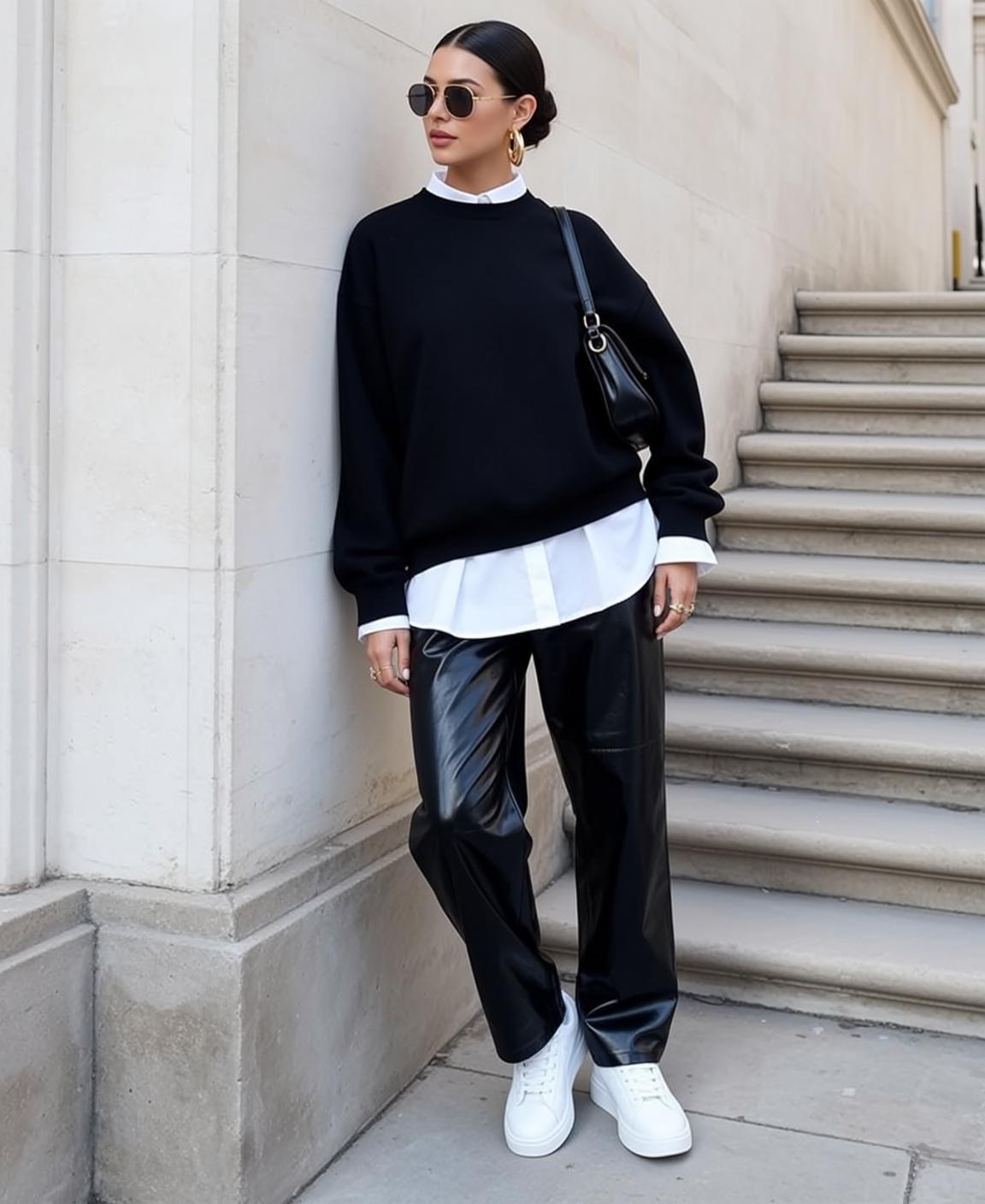 Leather Pants Wall Pose