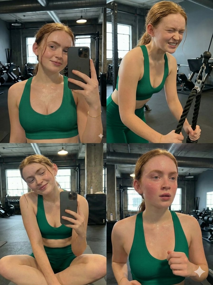 Emerald Green Gym Workout Collage Four Panel