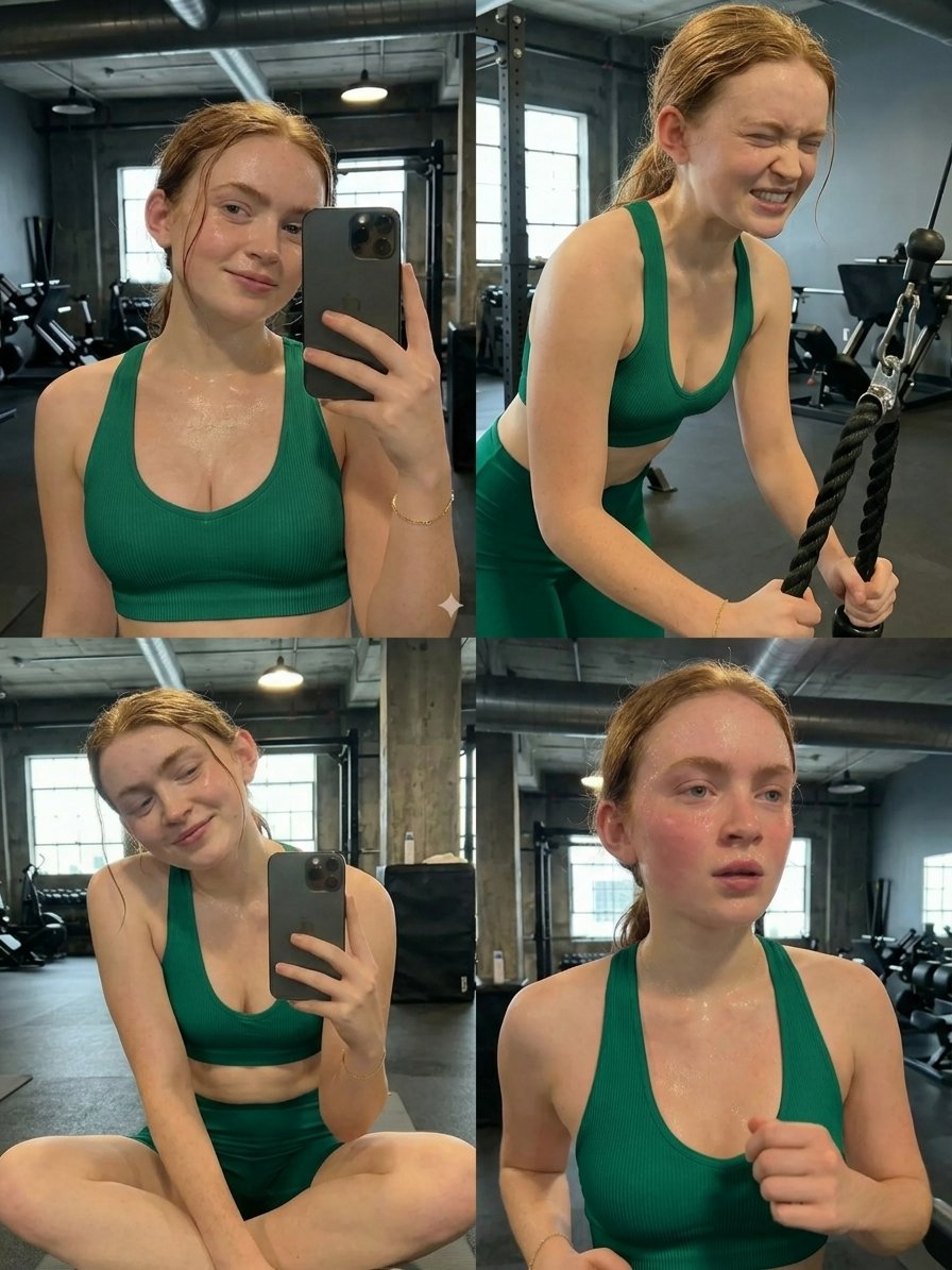 Emerald Green Gym Workout Collage Four Panel