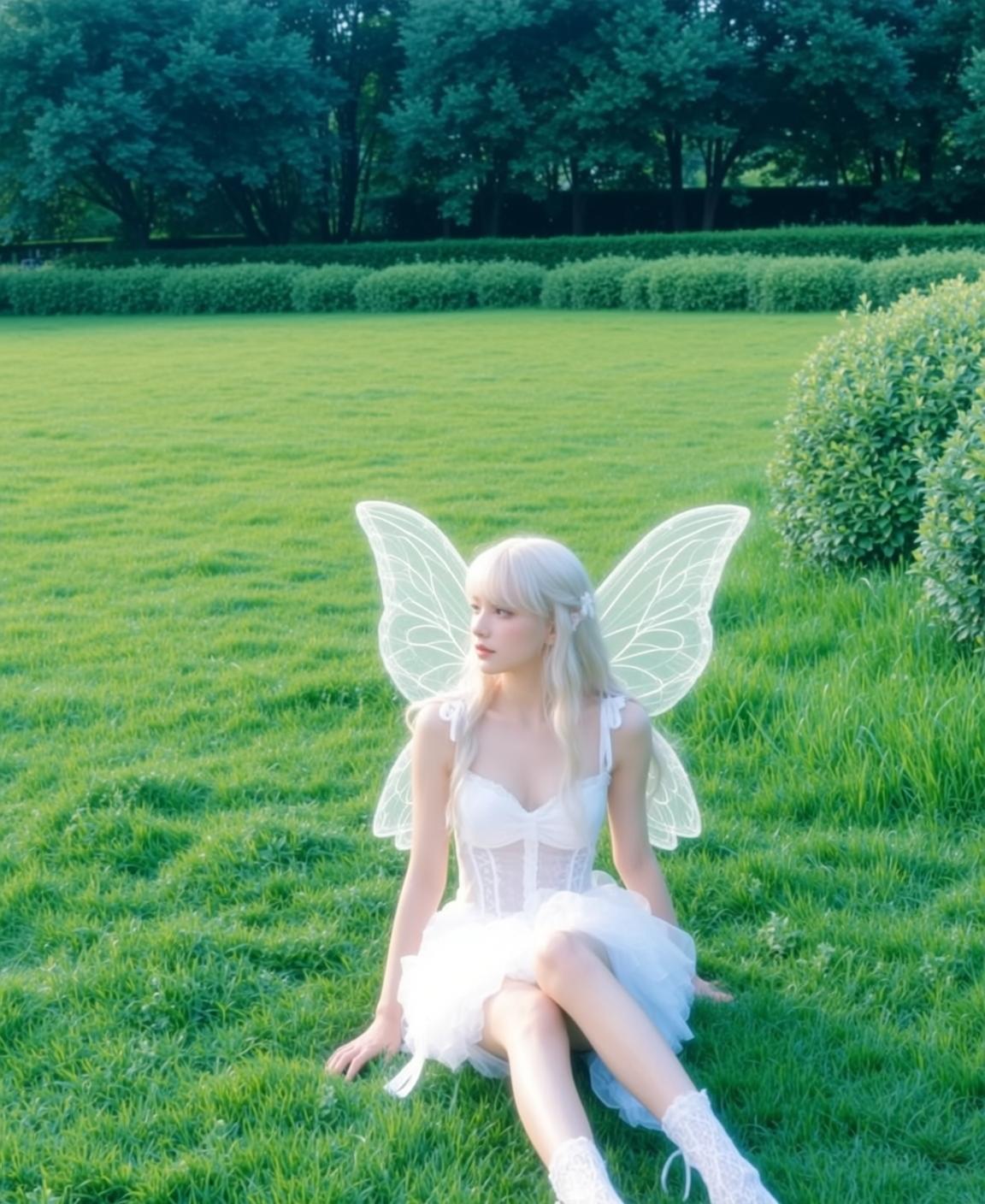 Fairycore Young Platinum Blonde Straight Bangs Fair