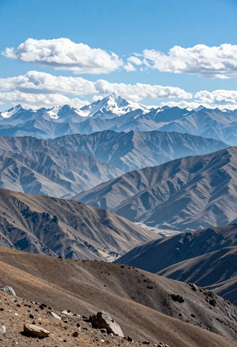 Majestic Panoramic View Layered Mountain Ranges Receding Into The Distance