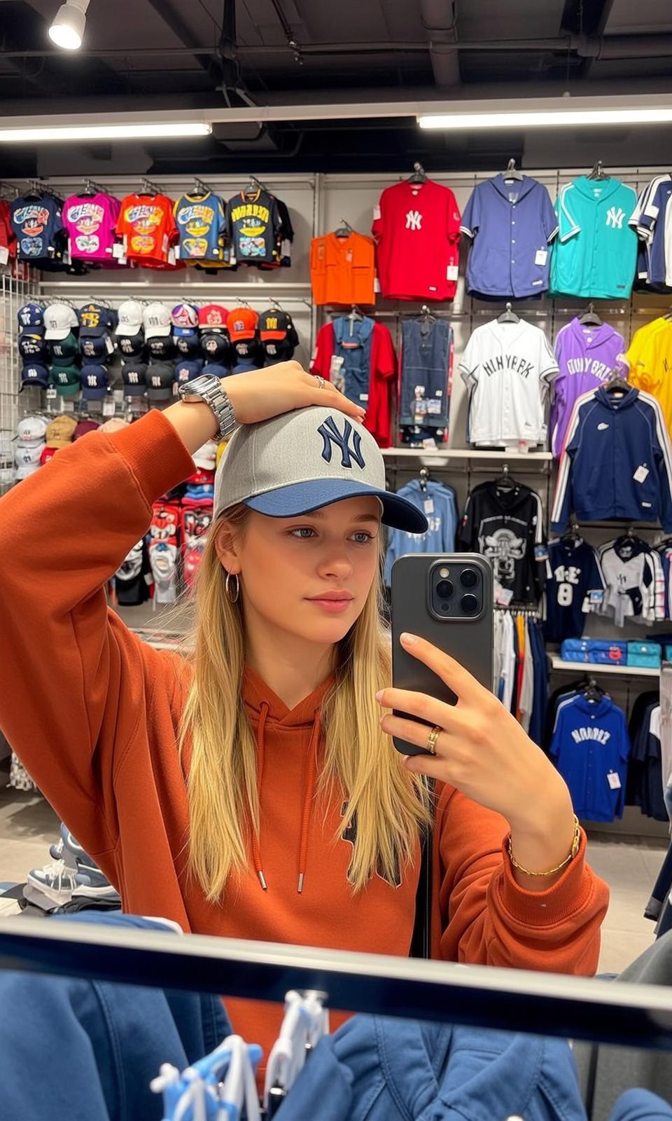 Explore Taking Selfie Store Holding Her Right