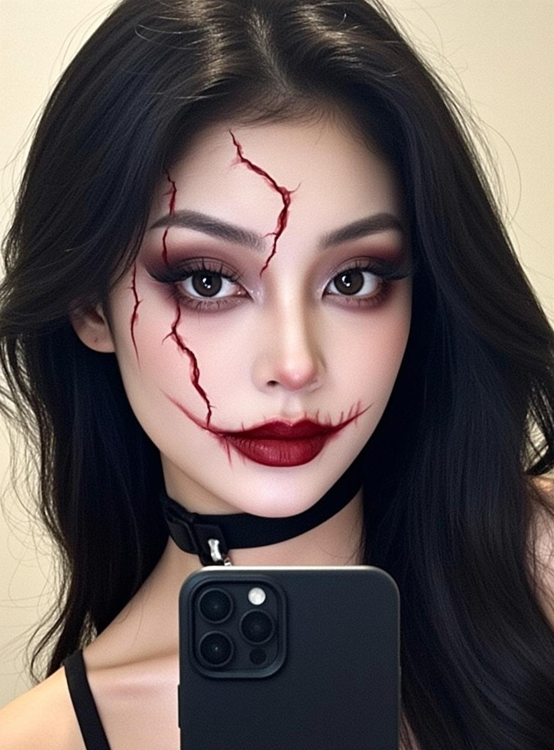 Cracked Makeup Mirror Selfie
