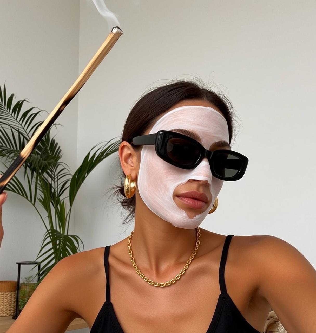 Indie Mask Dark Brown Pulled Back Tan