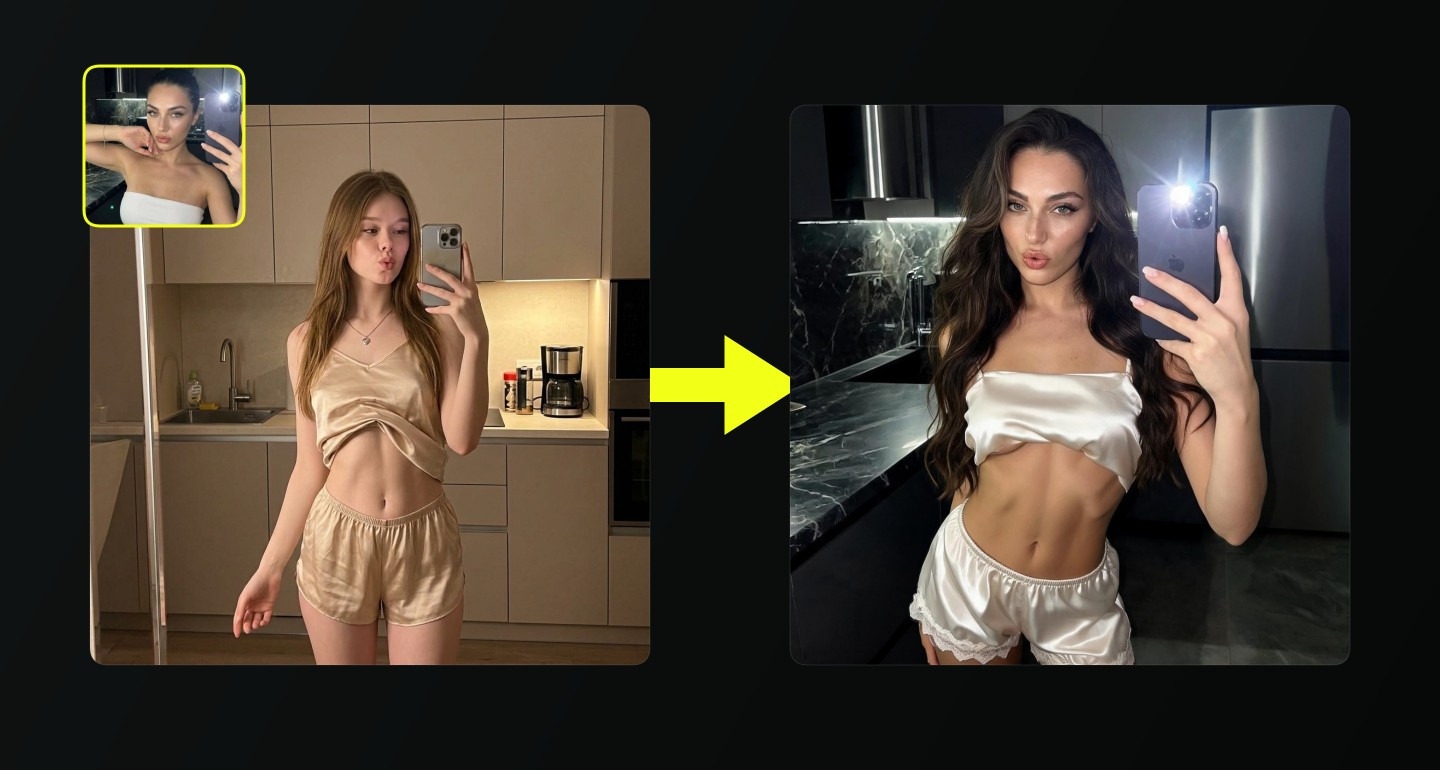 Lily remix walkthrough for Silky Nightwear Kitchen Mirror Selfie Soft Lighting