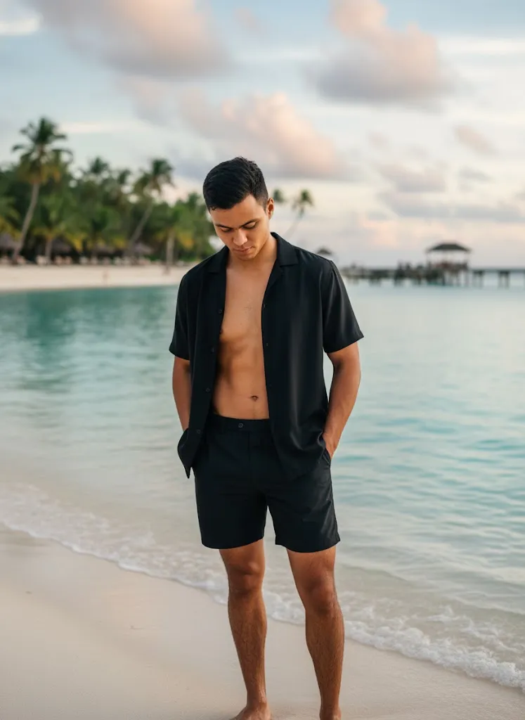 Contemplative Man On Tropical Beach