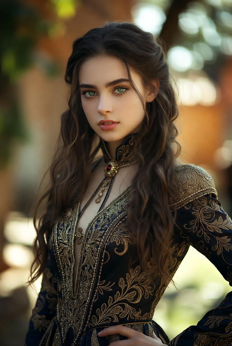 Ornate Navy Gown Gold Embroidery Regal