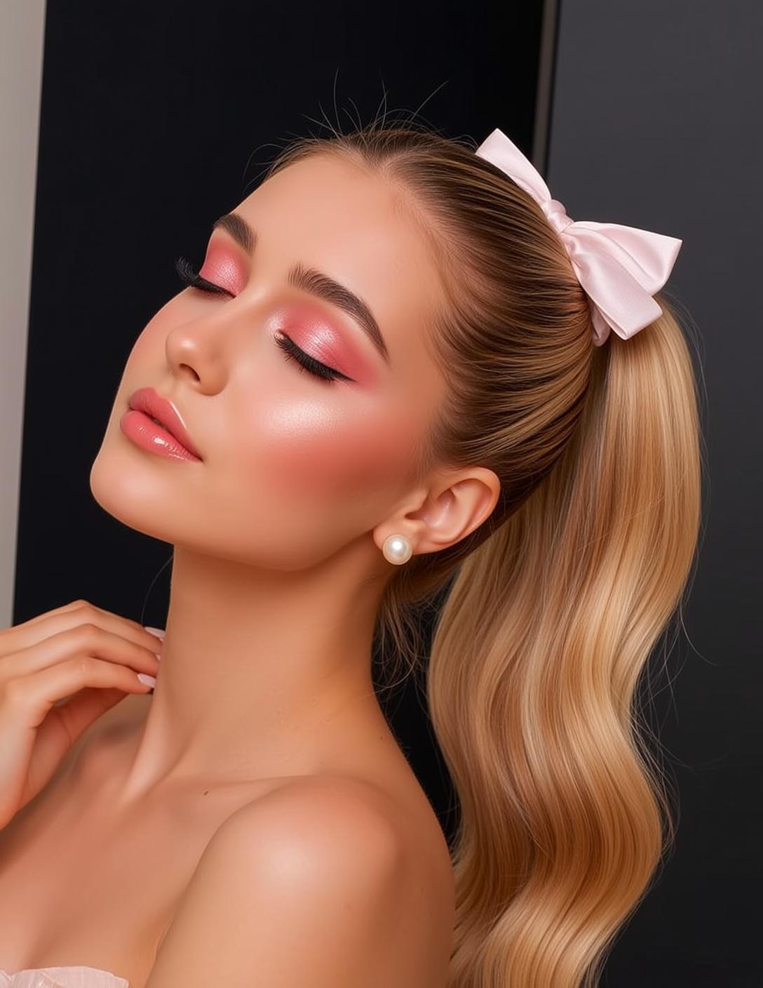 Makeup Captured Profile View Her Head Tilted