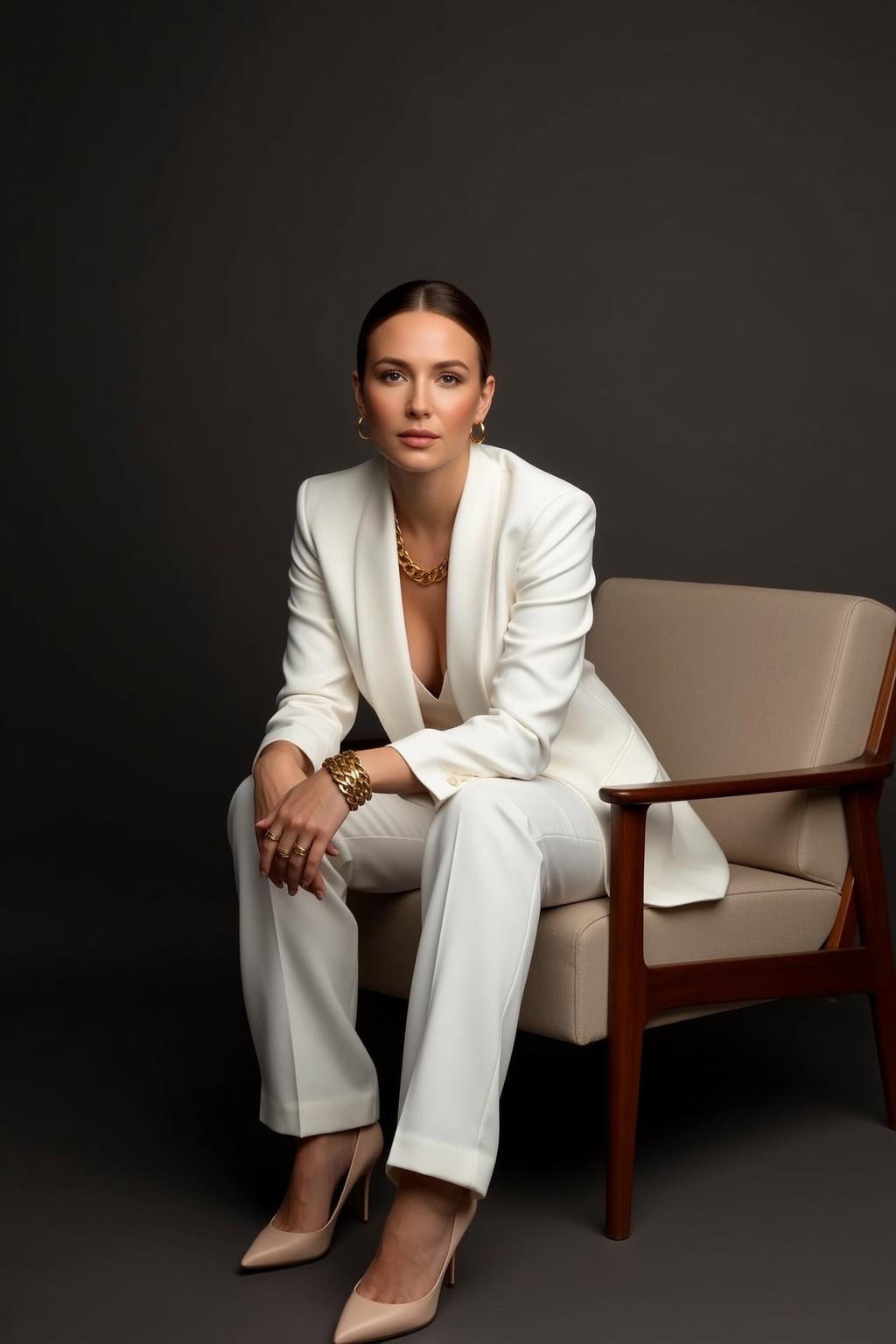 Luxury Pulled Back Fair White V-neck Top