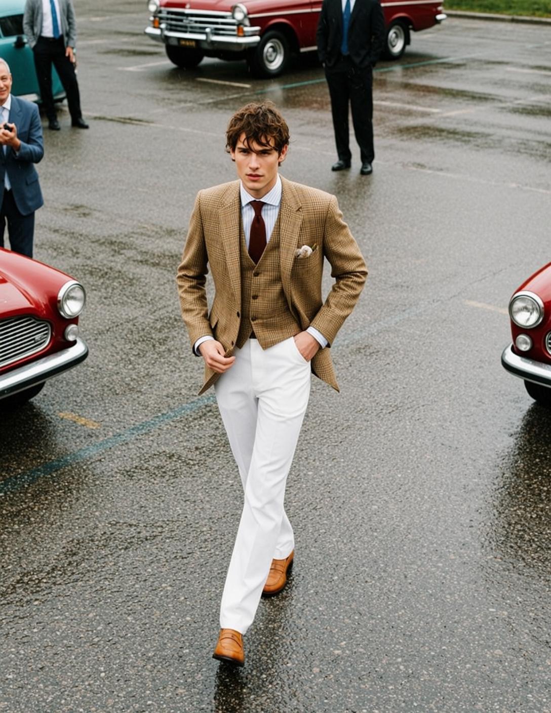 Young Brown Curly Fair White Dress Shirt