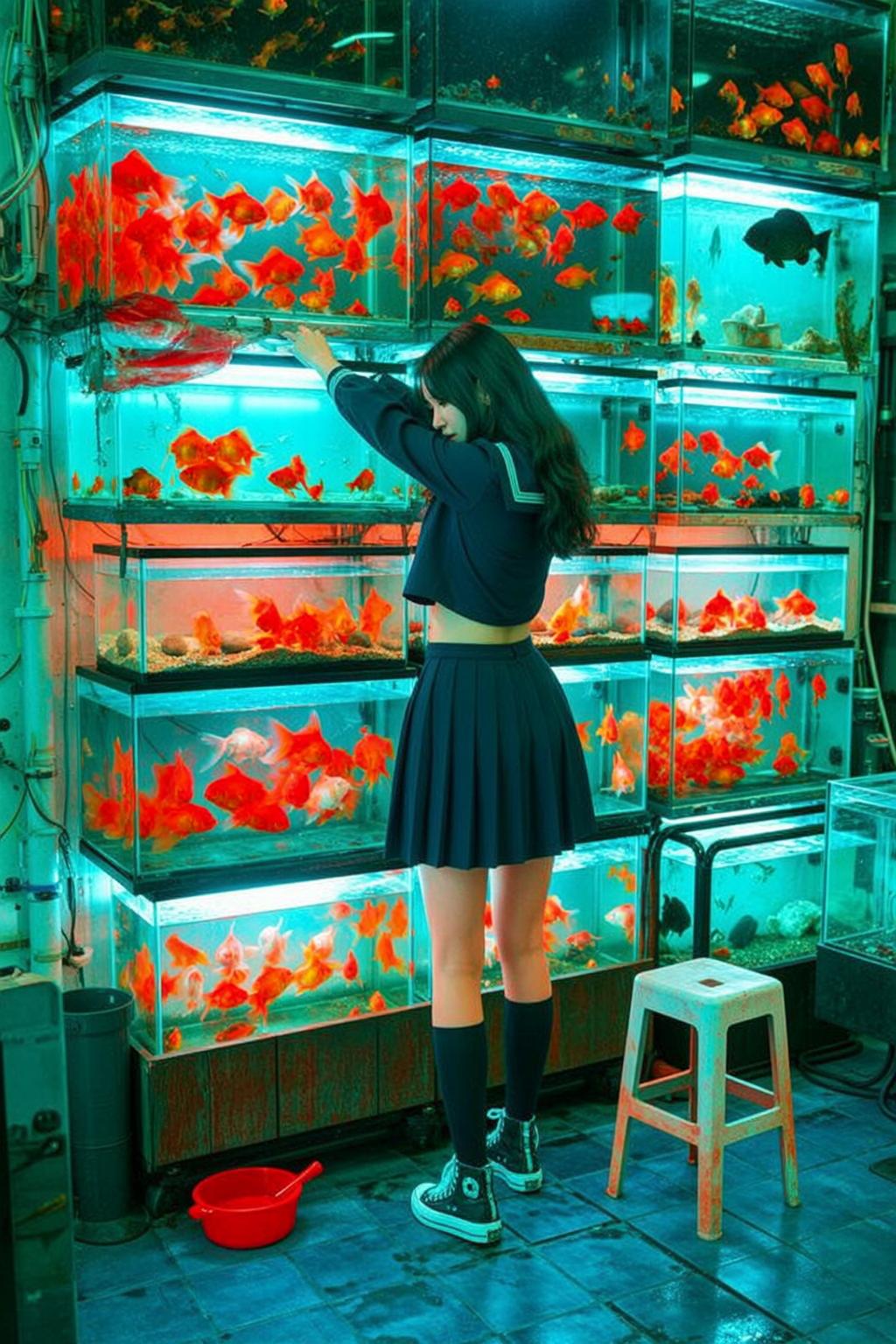 Dark Blue Cropped Top Fish Store