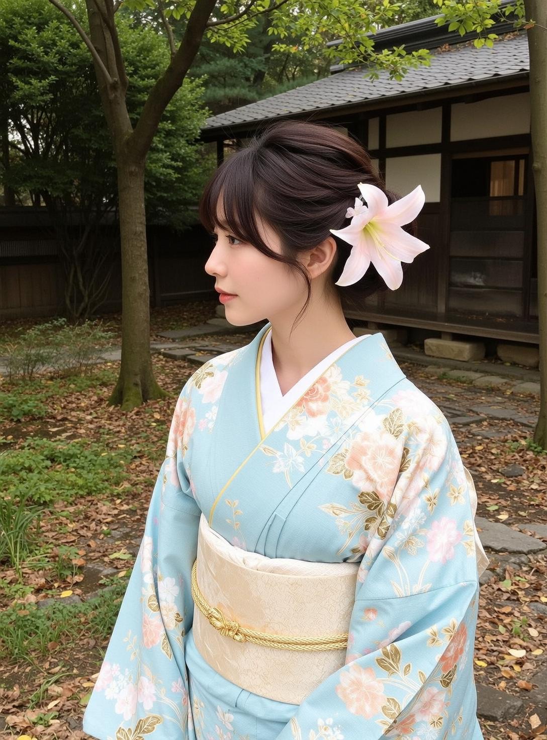 Floral Kimono Profile Portrait