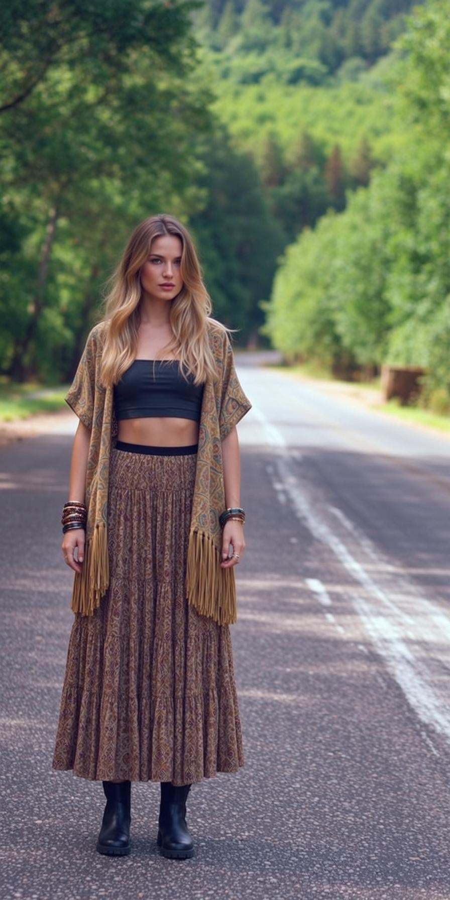 Brown Kimono Skirt Portrait