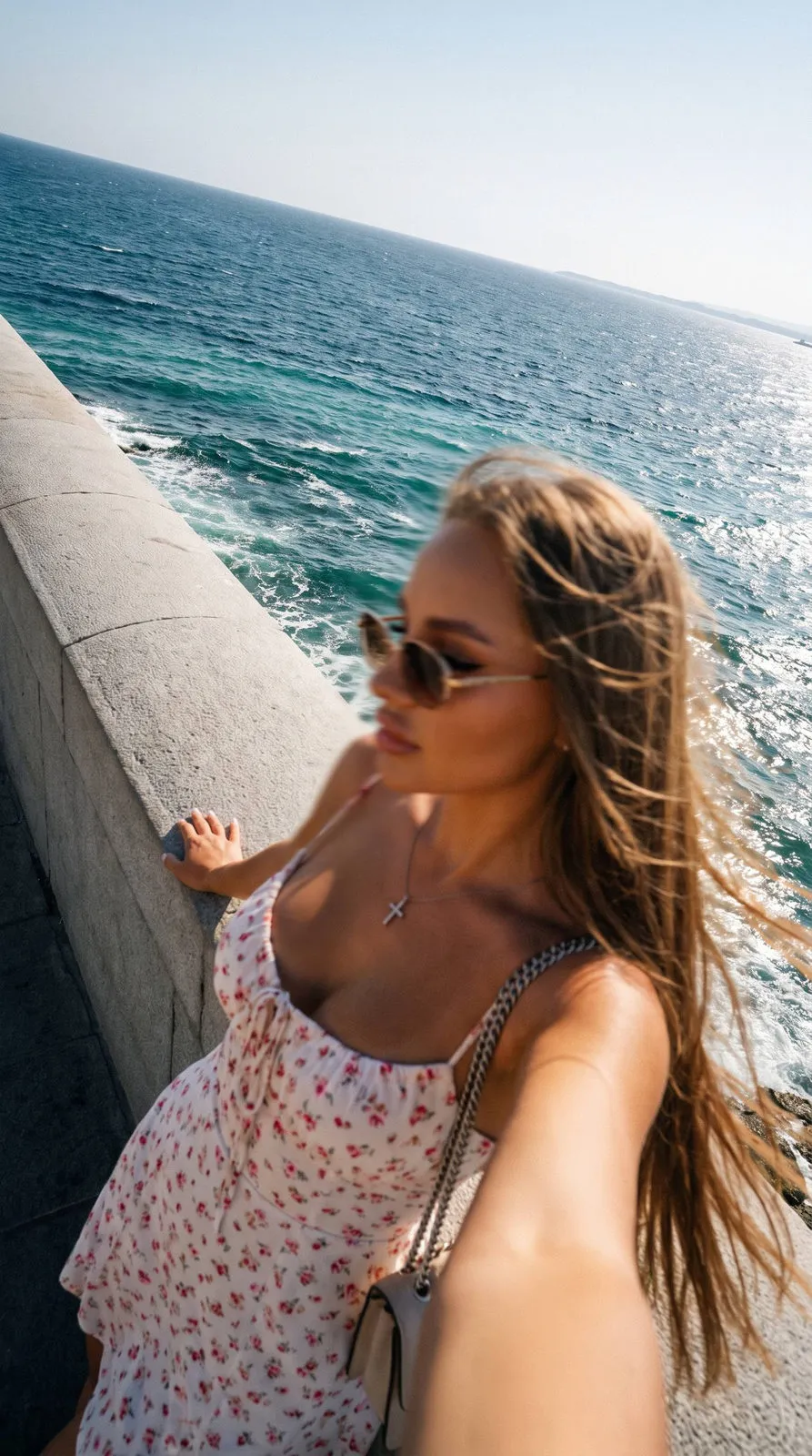 Sunglasses Makeup Necklace And Manicure In Selfie Portrait